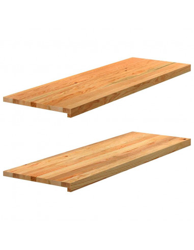 Davanzali 2 pz Marrone Chiaro 120x40x2 cm Legno Massello Rovere