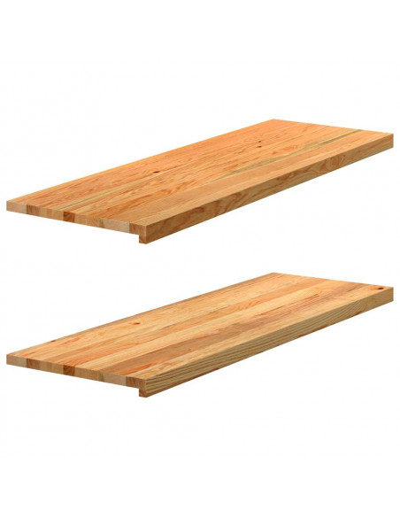Davanzali 2 pz Marrone Chiaro 120x40x2 cm Legno Massello Rovere
