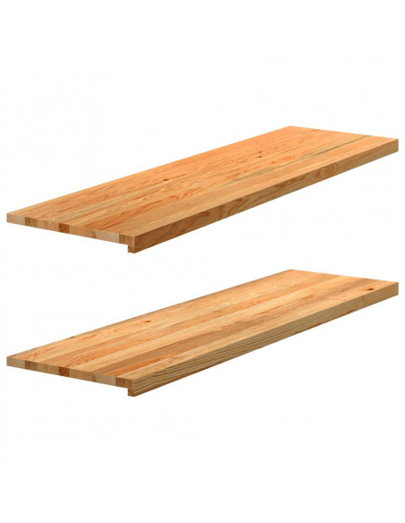 Davanzali 2 pz Marrone Chiaro 140x40x2 cm Legno Massello Rovere