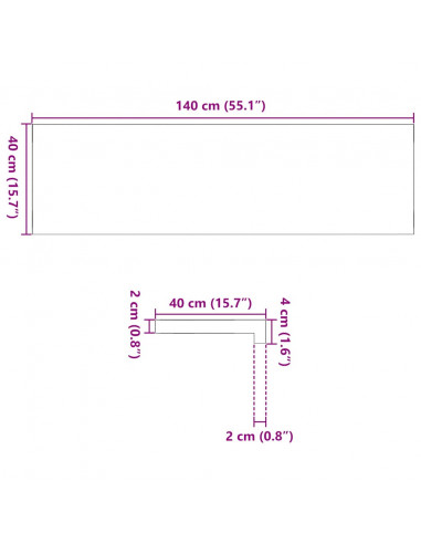 Davanzali 2 pz Marrone Chiaro 140x40x2 cm Legno Massello Rovere