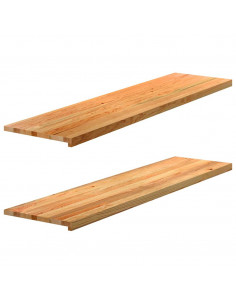 Davanzali 2 pz Marrone Chiaro 160x40x2 cm Legno Massello Rovere 2