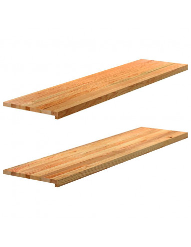 Davanzali 2 pz Marrone Chiaro 160x40x2 cm Legno Massello Rovere