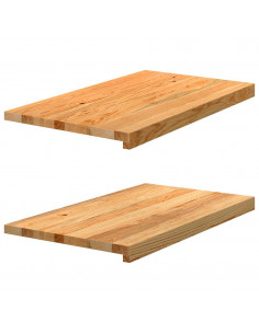 Davanzali 2 pz Marrone Chiaro 70x40x2 cm Legno Massello Rovere 2