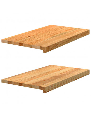 Davanzali 2 pz Marrone Chiaro 70x40x2 cm Legno Massello Rovere