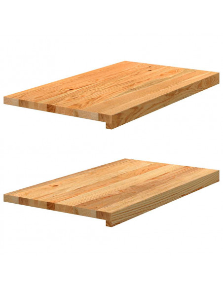 Davanzali 2 pz Marrone Chiaro 70x40x2 cm Legno Massello Rovere