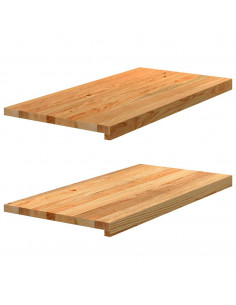 Davanzali 2 pz Marrone Chiaro 80x40x2 cm Legno Massello Rovere 2