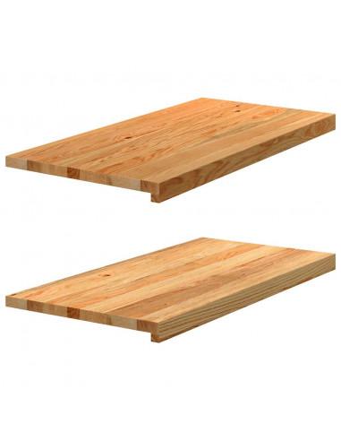 Davanzali 2 pz Marrone Chiaro 80x40x2 cm Legno Massello Rovere