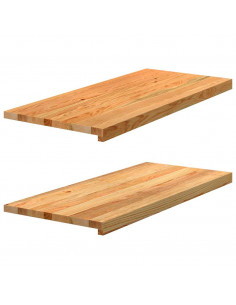 Davanzali 2 pz Marrone Chiaro 90x40x2 cm Legno Massello Rovere 2