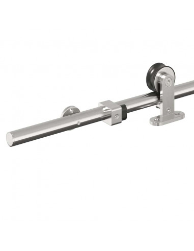 Kit Binari Porta Scorrevole 183 cm Acciaio Inossidabile Argento