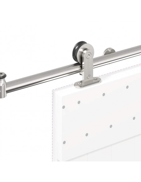 Kit Binari Porta Scorrevole 200 cm Acciaio Inossidabile Argento
