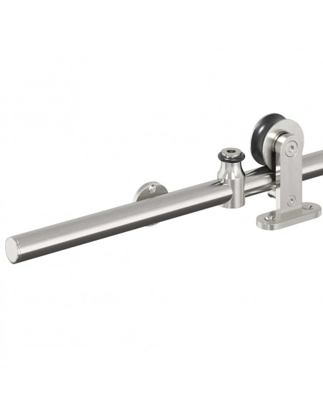 Kit Binari Porta Scorrevole 200 cm Acciaio Inossidabile Argento