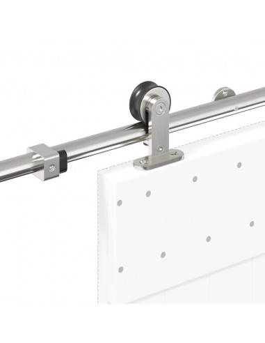 Kit Binari Porta Scorrevole 200 cm Acciaio Inossidabile Argento