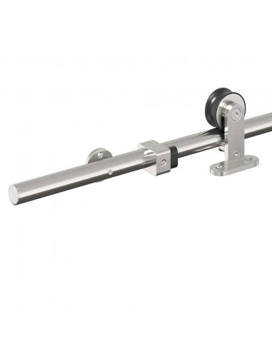 Kit Binari Porta Scorrevole 200 cm Acciaio Inossidabile Argento