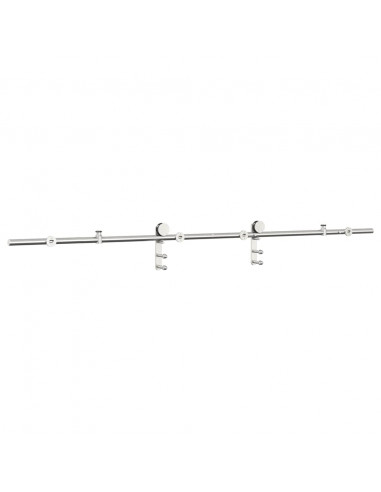 Kit Binari Porta Scorrevole 200 cm Acciaio Inossidabile Argento