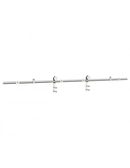 Kit Binari Porta Scorrevole 200 cm Acciaio Inossidabile Argento