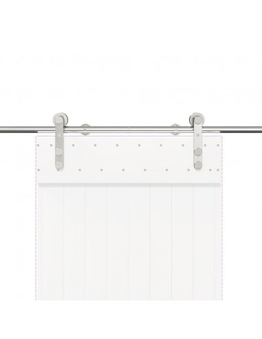 Kit Binari Porta Scorrevole 200 cm Acciaio Inossidabile Argento