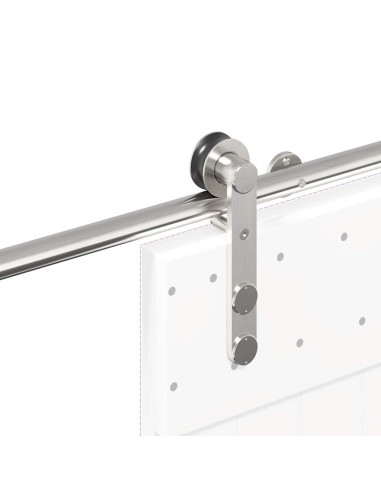 Kit Binari Porta Scorrevole 200 cm Acciaio Inossidabile Argento
