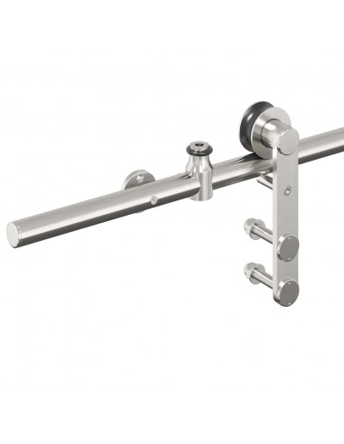 Kit Binari Porta Scorrevole 200 cm Acciaio Inossidabile Argento