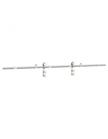 Kit Binari Porta Scorrevole 200 cm Acciaio Inossidabile Argento