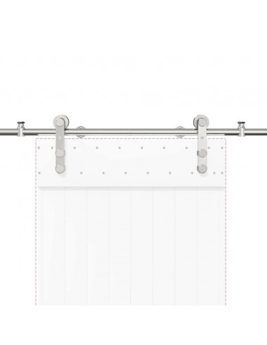 Kit Binari Porta Scorrevole 200 cm Acciaio Inossidabile Argento