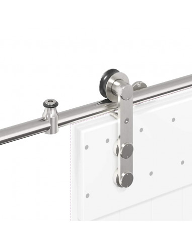 Kit Binari Porta Scorrevole 200 cm Acciaio Inossidabile Argento