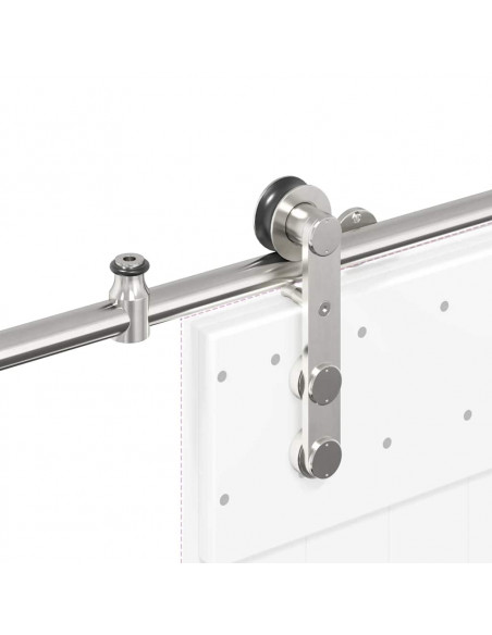 Kit Binari Porta Scorrevole 200 cm Acciaio Inossidabile Argento
