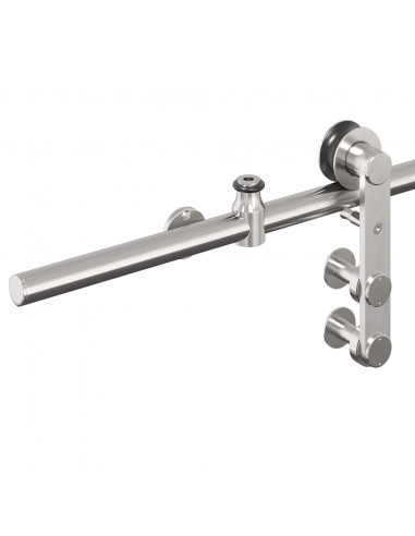 Kit Binari Porta Scorrevole 200 cm Acciaio Inossidabile Argento