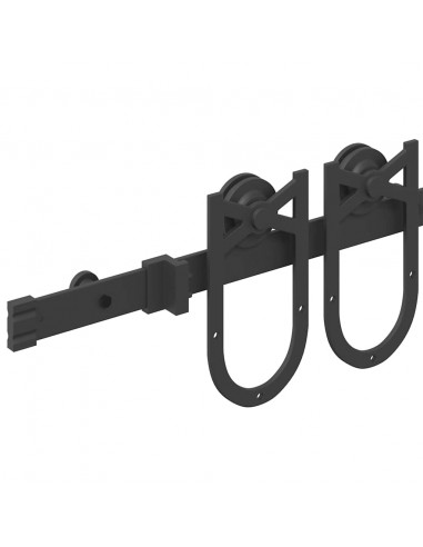 Kit di Binari per Porte Scorrevoli 183 cm Acciaio Nero