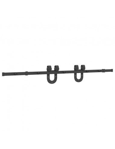 Kit di Binari per Porte Scorrevoli 183 cm Acciaio Nero