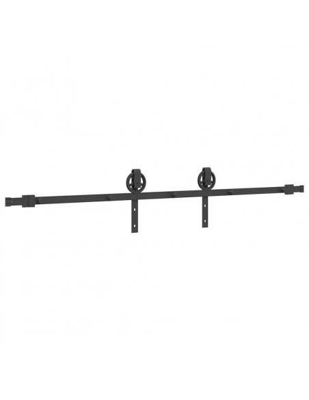 Kit di Binari per Porte Scorrevoli 200 cm Acciaio Nero