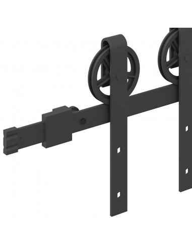 Kit di Binari per Porte Scorrevoli 200 cm Acciaio Nero
