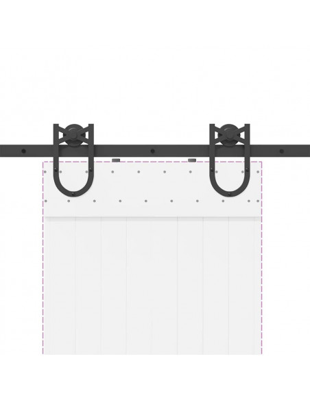 Kit di Binari per Porte Scorrevoli 200 cm Acciaio Nero