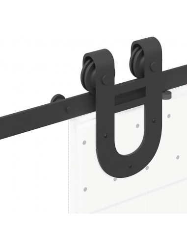 Kit di Binari per Porte Scorrevoli 200 cm Acciaio Nero