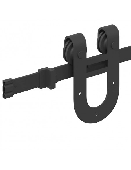 Kit di Binari per Porte Scorrevoli 200 cm Acciaio Nero