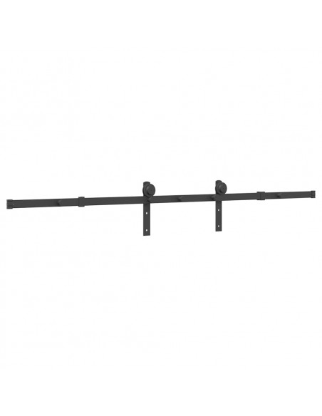 Kit di Binari per Porte Scorrevoli 200 cm Acciaio Nero
