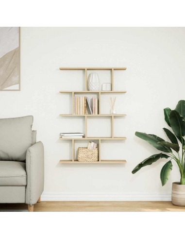 Mensola a Cubo da Muro 12 Scomparti in Truciolato Rovere Sonoma