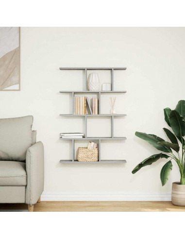 Mensola a Cubo da Muro 12 Scomparti Truciolato Grigio Cemento