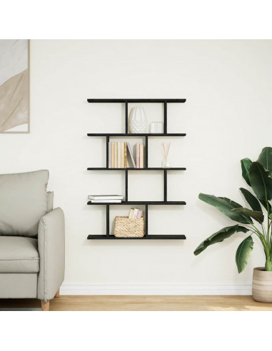 Mensola a Cubo da Parete 12 Scomparti Nero in Truciolato