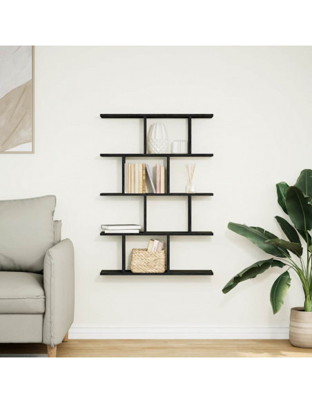 Mensola a Cubo da Parete 12 Scomparti Nero in Truciolato