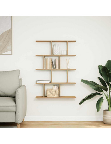 Mensola a Muro Cubo 12 Scomparti Truciolato Rovere Artigianale