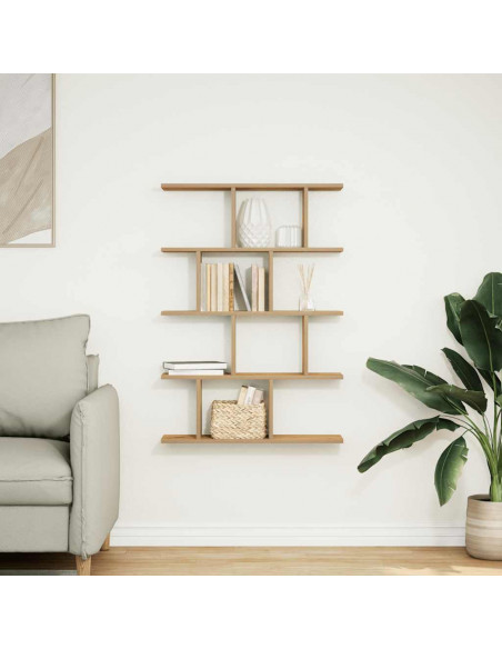 Mensola a Muro Cubo 12 Scomparti Truciolato Rovere Artigianale