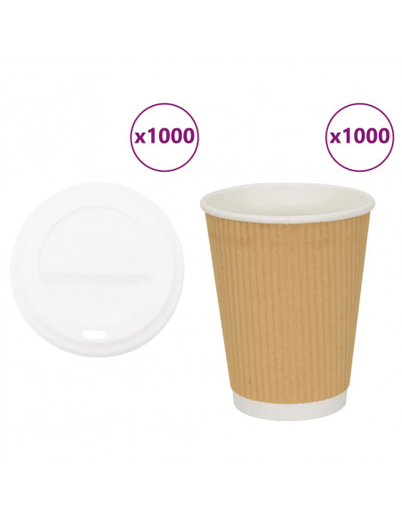 Tazze da Caffè in Carta con Coperchi 1000 pz 12oz 300 ml