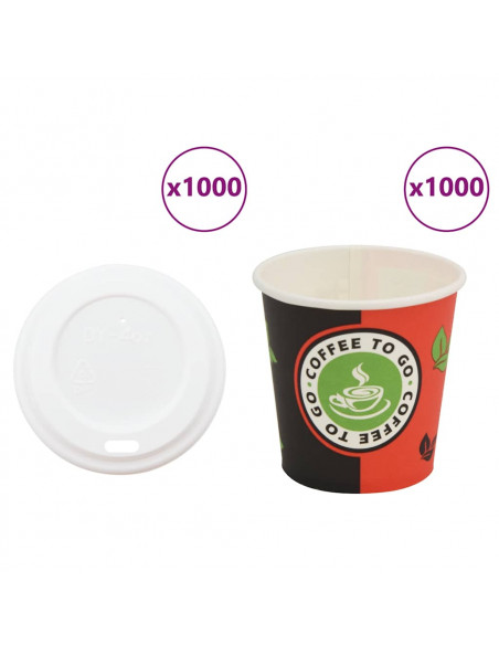 Tazze da Caffè in Carta con Coperchi 1000 pz 4oz 120 ml