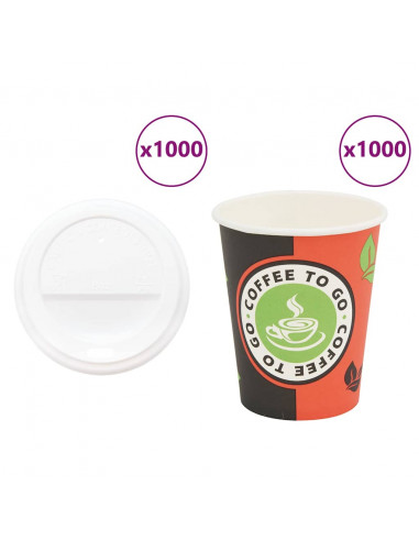 Tazze da Caffè in Carta con Coperchi 1000 pz 8oz 240 ml