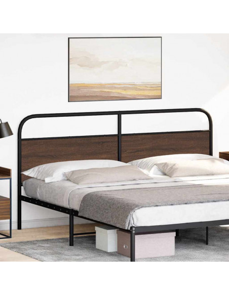 Testiera Rovere Marrone 190 cm in Acciaio e Truciolato