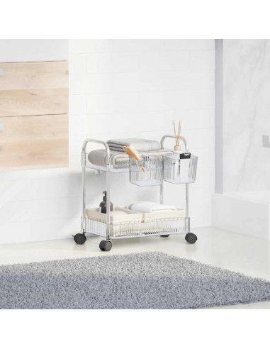 Carrello Portaoggetti a 2 Livelli 37x27,5x43,5 cm in Acrilico