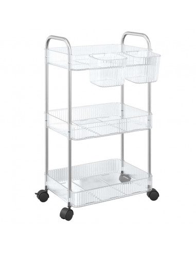 Carrello Portaoggetti a 3 Livelli 37x28x68 cm in Acrilico