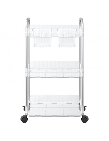 Carrello Portaoggetti a 3 Livelli 37x28x68 cm in Acrilico