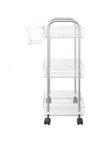 Carrello Portaoggetti a 3 Livelli 37x28x68 cm in Acrilico