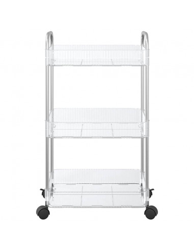 Carrello Portaoggetti a 3 Livelli 37x28x68 cm in Acrilico